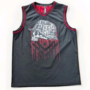 Metal Mulisha Tank Top Men’s Large Y2K Skull Graphic Black Red Muscle Shirt